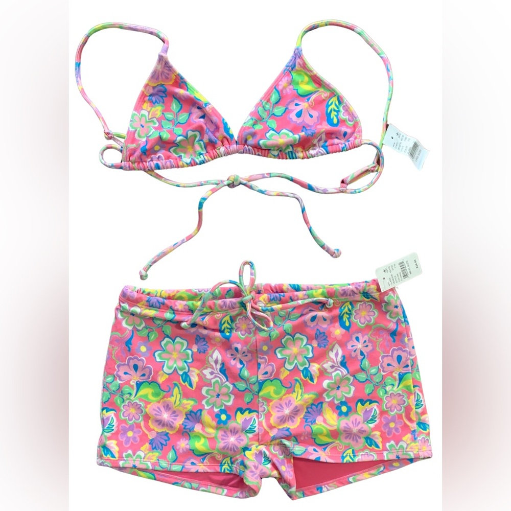 NWT_Pink Floral Boyshort Bikini Bottoms__NWT